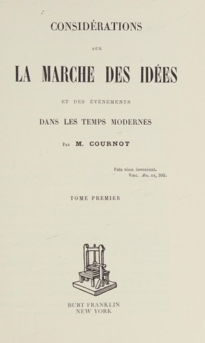 Cover for Considérations sur la marche des idées et des événements dans les temps modernes ...