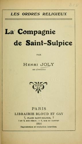 Cover for La compagnie de Saint-Sulpice