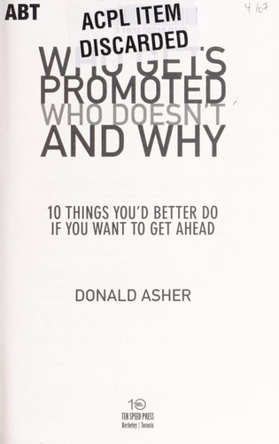 Cover for Who gets promoted, who doesn't, and why