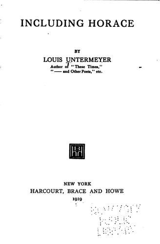 Cover for Including Horace