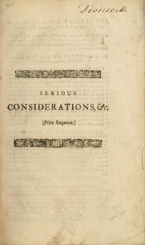 Cover for Serious considerations on the high duties examin'd: address'd to Sir Matthew Decker