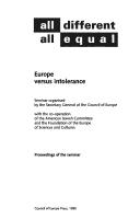Cover for Europe Versus Intolerance