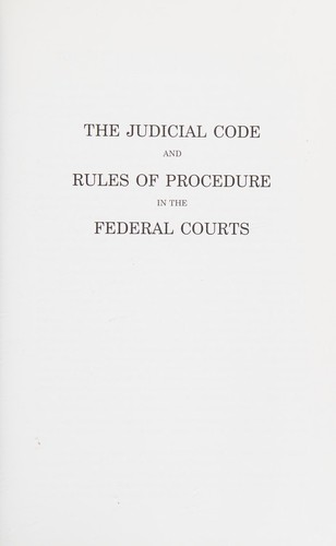 Cover for The Judicial Code and Rules of Procedure in the federal courts
