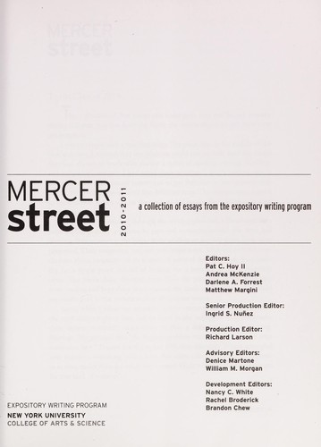 Cover for Mercer Street, 2010-2011