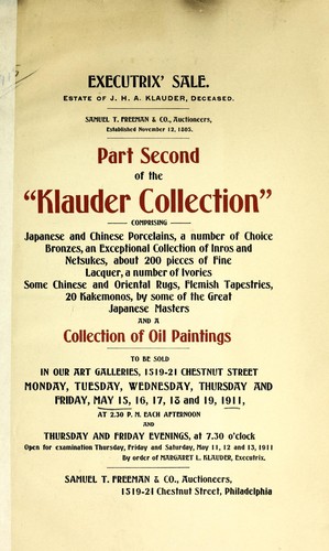 Cover for Part second of the "Klauder Collection"