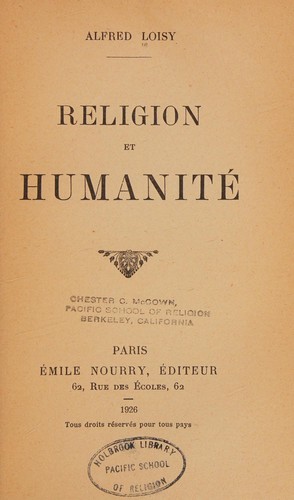 Cover for Religion et humanité