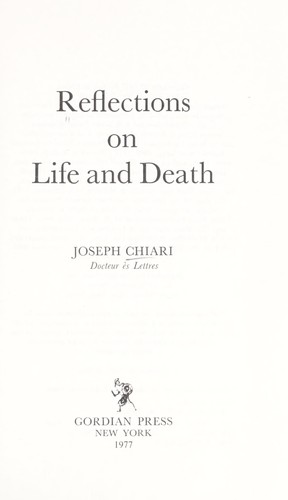 Cover for Reflections on life and death