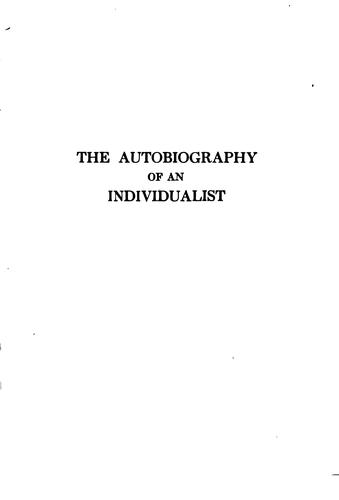 Cover for The autobiography of an individualist