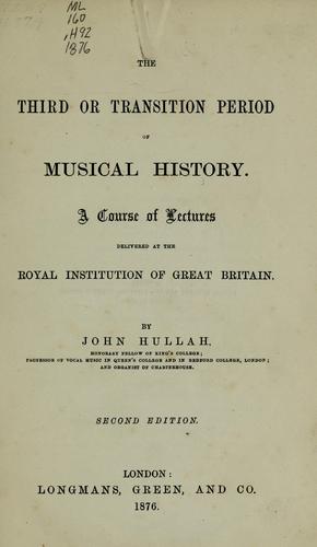 Cover for The third or transition period of musical history