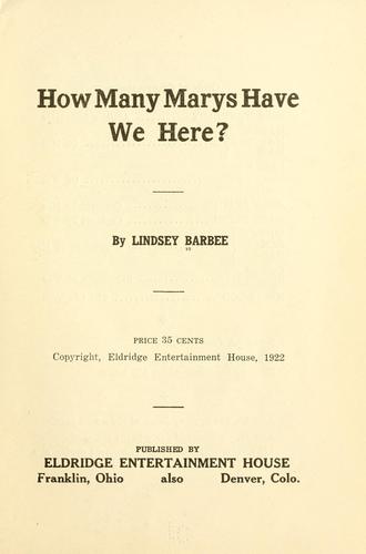 Cover for How many Marys have we here?