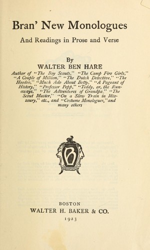 Cover for Bran' new monologues, and reading in prose and verse