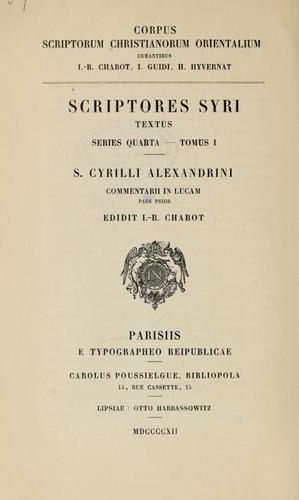 Cover for S. Cyrilli Alexandrini Commentarii in Lucam