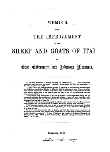 Cover for Memoir upon the improvement of the sheep and goats of Italy [by S. Bannister].