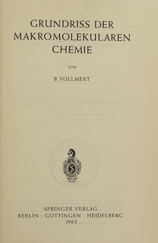 Cover for Grundriss der makromolekularen Chemie.