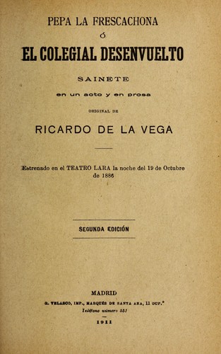 Cover for Pepa la frescachona, o, El colegial desenvuelto