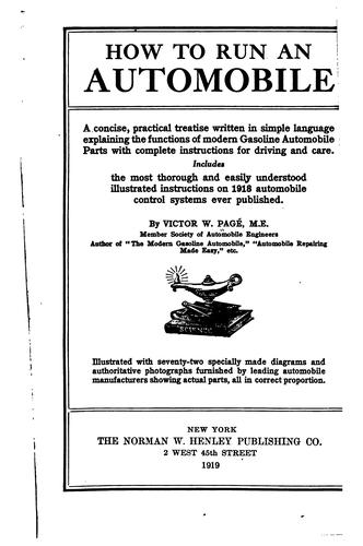 Cover for How to run an automobile