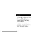 Cover for Medical record abstraction form and guidelines for assessing the quality of prenatal care