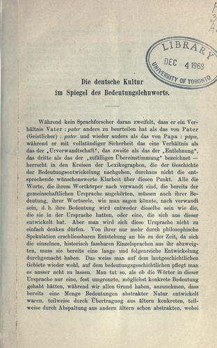 Cover for deutsche Kultur im Spiegel des Bedeutungslehnwortes.