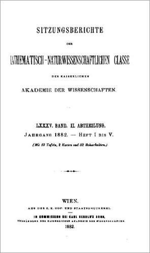 Cover for Sitzungsberichte der Kaiserlichen Akademie der Wissenschaften, Mathematisch-naturwissenschaftliche Classe
