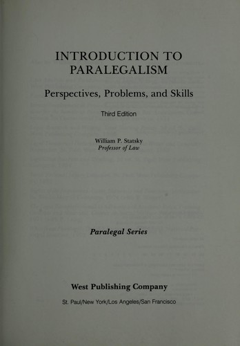 Cover for Introduction to paralegalism