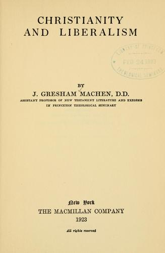 Cover for Christianity and liberalism