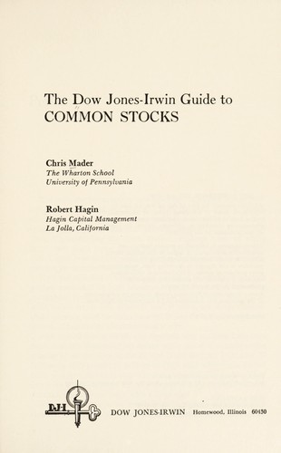 Cover for The Dow Jones-Irwin guide to common stocks