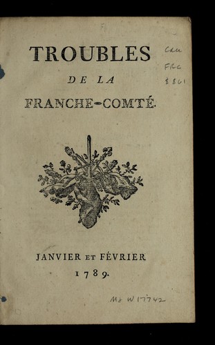 Cover for Troubles de la Franche-Comte .