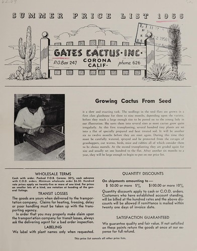 Cover for Summer price list 1956