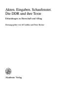 Cover for Akten, Eingaben, Schaufenster