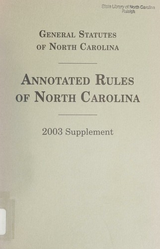 Cover for General Statutes of North Carolina. Annotated rules