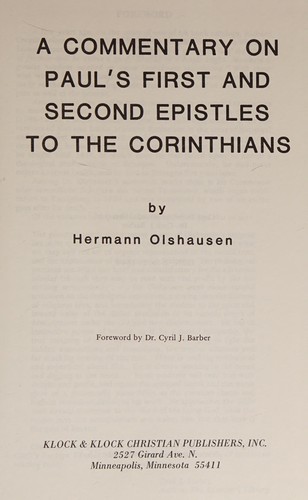 Cover for A Commentary on Paul's First & Second Epistle to the Corinthians