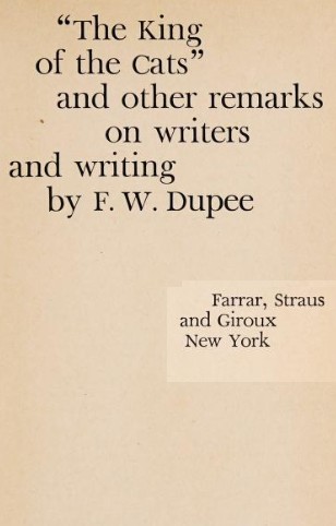 Cover for "The king of the cats," and other remarks on writers and writing