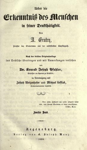 Cover for Ueber die Erkenntniss des Menschen in seiner Denkth©·atigkeit