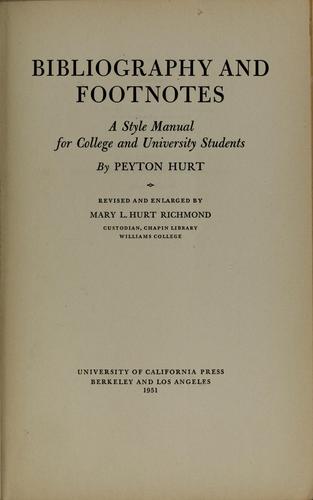 Cover for Bibliography and footnotes