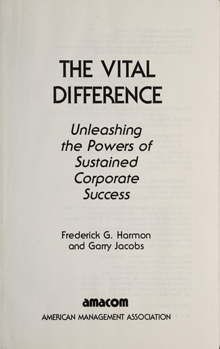 Cover for The vital difference