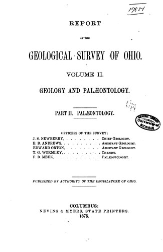 Cover for Report of the Geological Survey of Ohio..