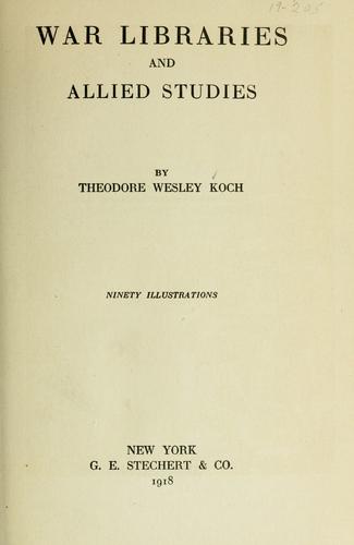 Cover for War libraries and allied studies