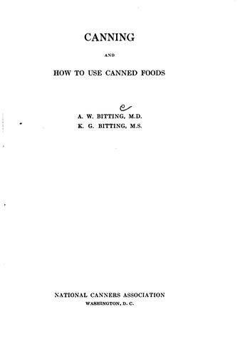 Cover for Canning and how to use canned foods