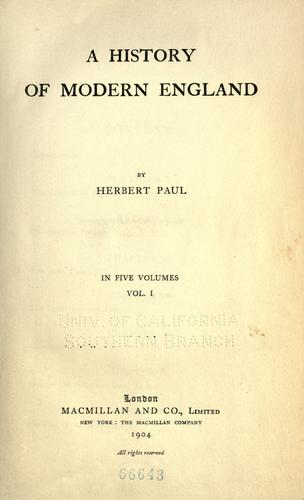 Cover for A history of modern England