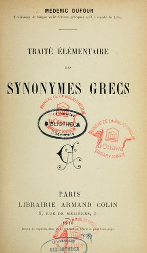 Cover for Traité élémentaire des synonymes grecs