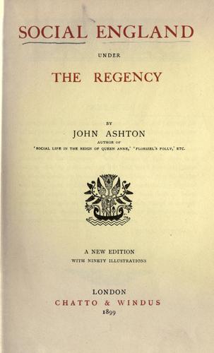 Cover for Social England under the Regency