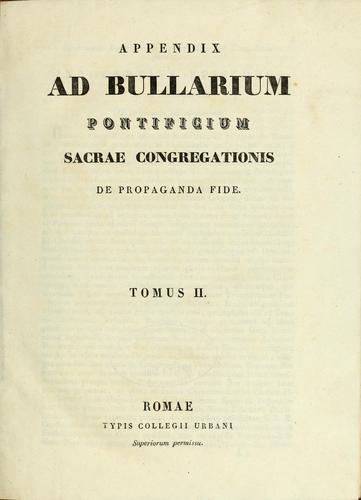 Cover for Bullarium pontificium Sacrae congregationis de propaganda fide