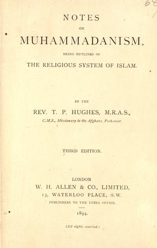Cover for Notes on Muhammadanism, being outlines of the religious system of Islam.