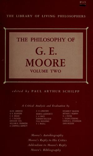 Cover for The Philosophy of G. E. Moore. --
