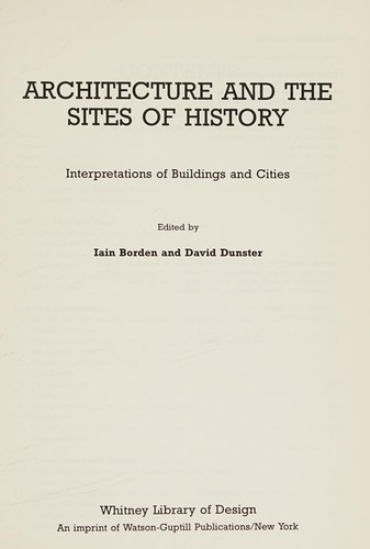 Cover for Architecture and the sites of history