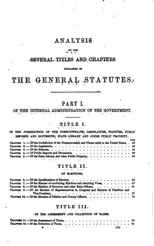 Cover for The General Statutes of the Commonwealth of Massachusetts: Enacted December ...