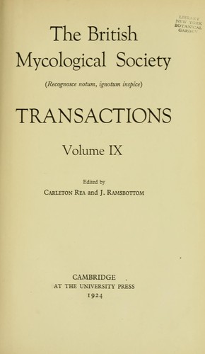 Cover for Transactions of the British Mycological Society