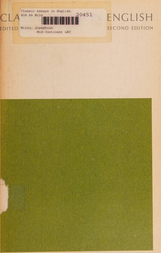 Cover for Classic essays in English, Second Edition