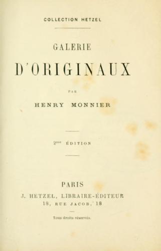 Cover for Galerie d'orinaux.
