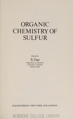 Cover for Organic chemistry of sulfur